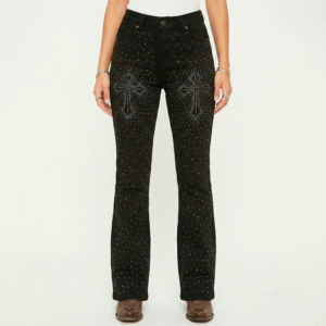 Calça texana preta c/strass