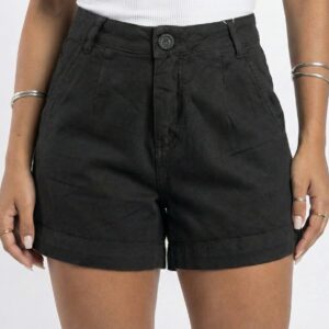 Short de linho Preto