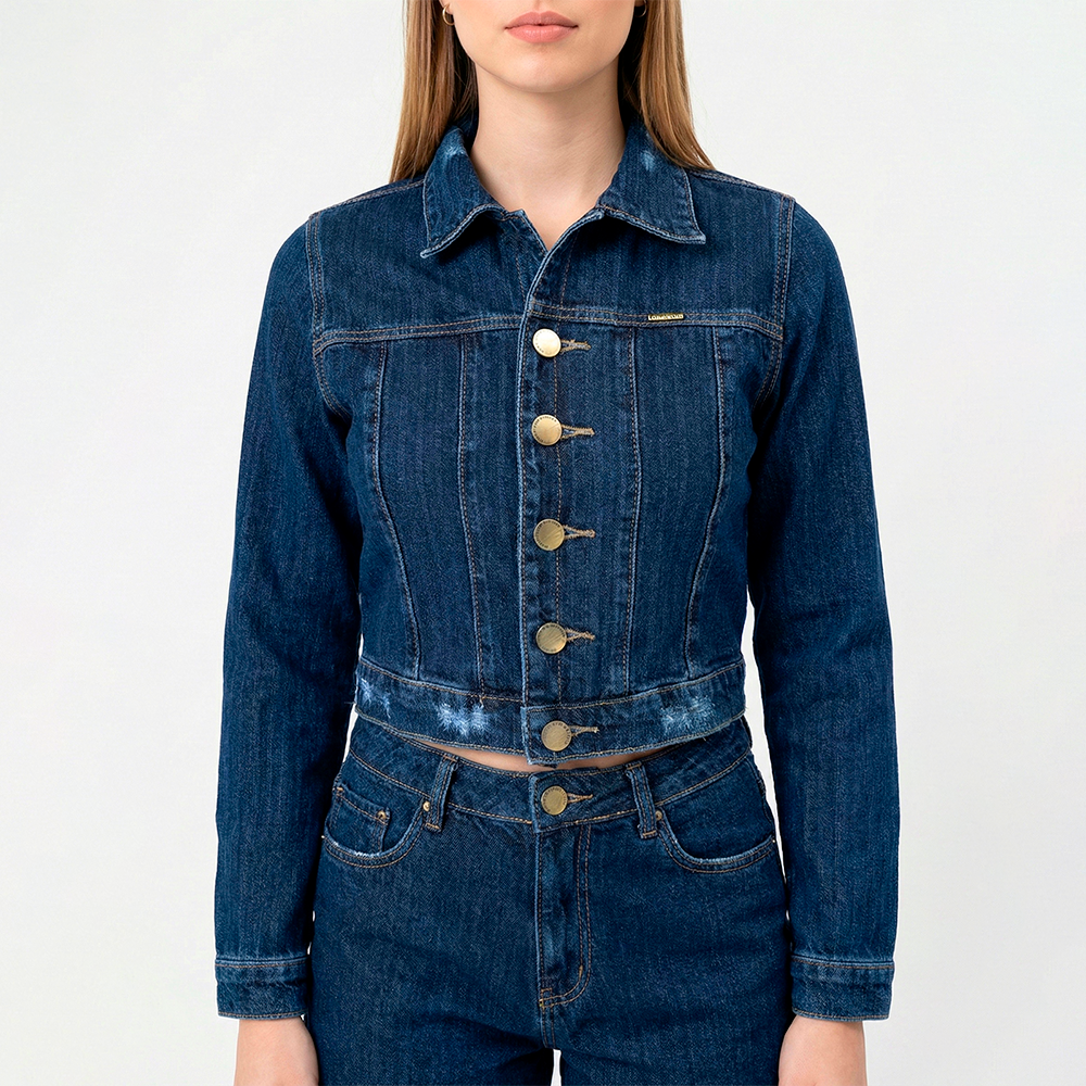 Jaqueta jeans listrada