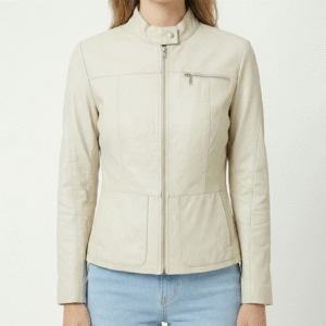 Jaqueta de couro creme