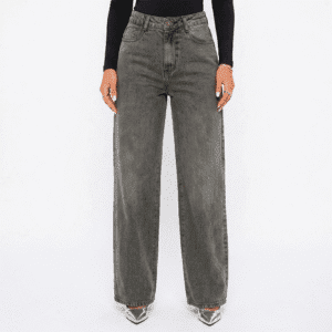 Wide leg preta stoned