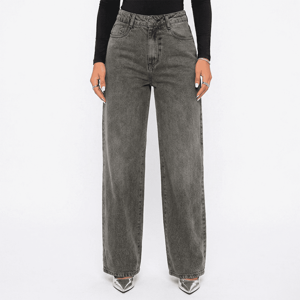 Wide leg preta stoned
