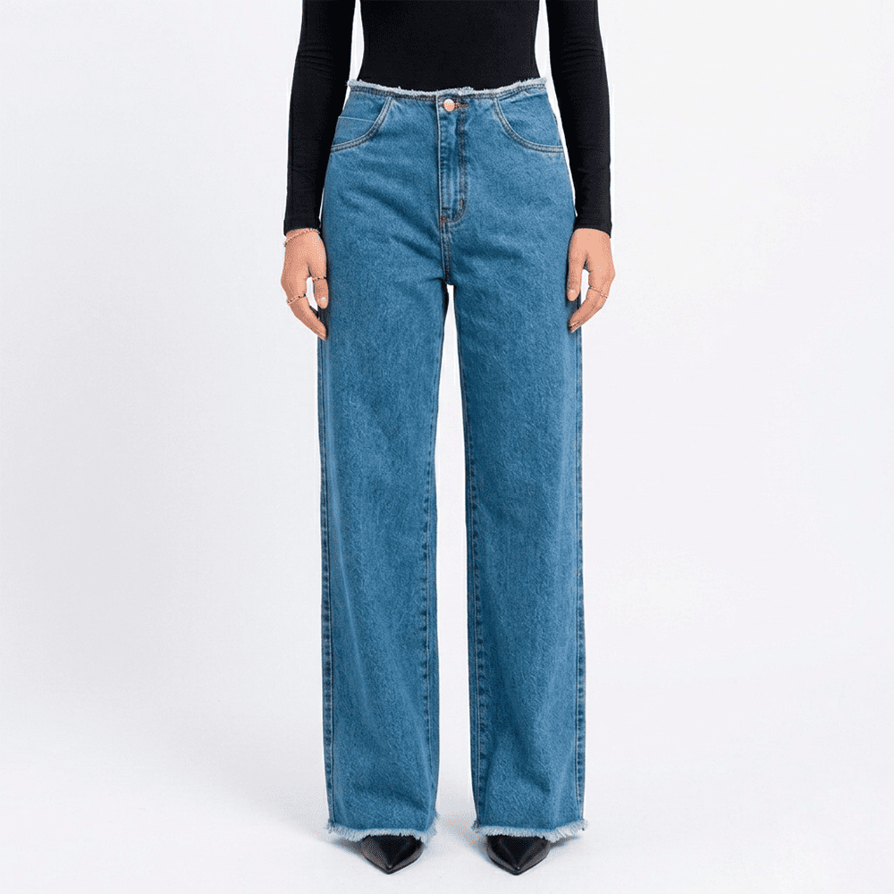 Calça wide leg sem cós